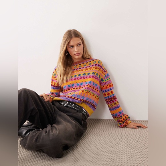 NWT- Free People Multicolor Knit wool Sweater brand new - Picture 9 of 16